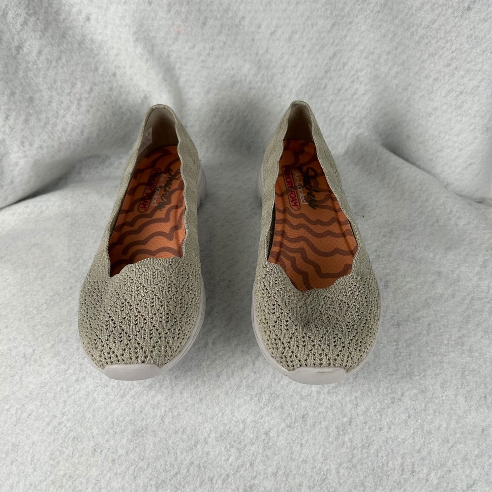 Skechers Microburst 2.0 Be Nice Women Size 7 Taupe Knit‎ Slip On Flats 49620
